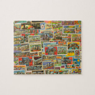 Salutations vintages de puzzle de collage de