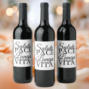 Salute, Pace, e Lunga Vita Wedding  Wine Label