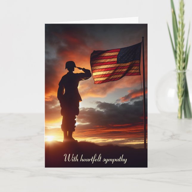 Saluting American Soldier For Sympathy Card (Front)
