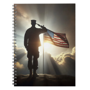 Saluting American Soldier Notebook