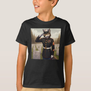 Saluting Marine Corps Wolf T-Shirt