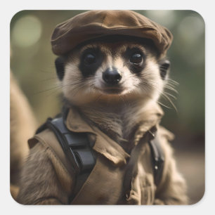 Saluting Silvester the Meerkat: A Veteran's Tale Square Sticker