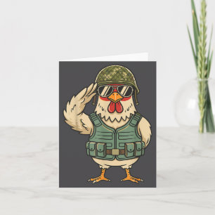 Saluting Soldier Chicken Military Rooster Army For Card