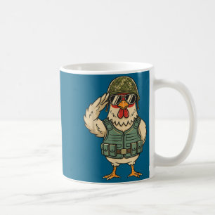 Saluting Soldier Chicken Military Rooster Army For Coffee Mug