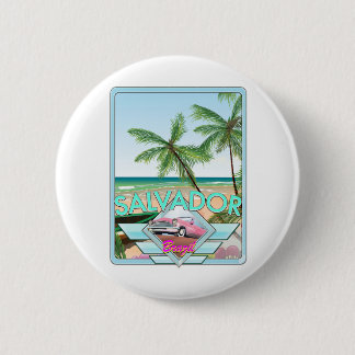 Salvador Brazil vintage style travel poster. 2 Inch Round Button