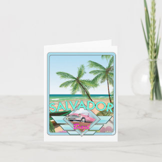 Salvador Brazil vintage style travel poster. Holiday Card