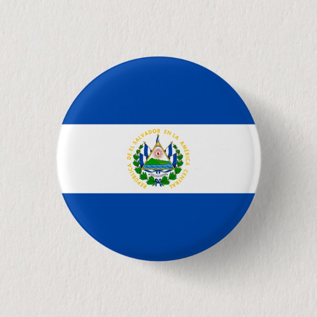 Salvadoran Flag, Flag of El Salvador 1 Inch Round Button (Front)