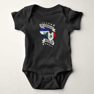 Salvadorian Mexican Heart Flags El Salvador Mexico Baby Bodysuit