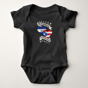 Salvadorian Puerto Rican Heart Flags El Salvador P Baby Bodysuit