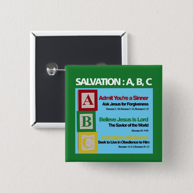 Salvation ABC  2 Inch Square Button (Front & Back)