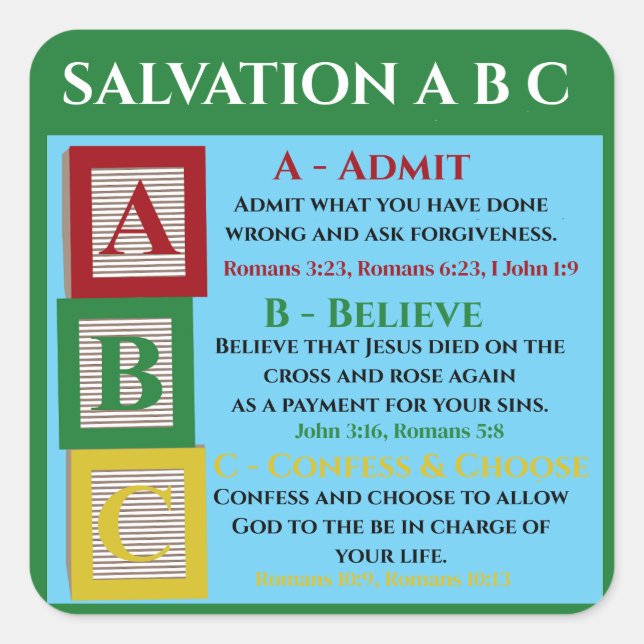 Salvation abc square sticker (Front)