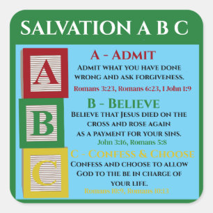 Salvation abc square sticker