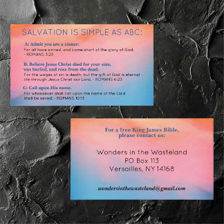 Salvation ABC's Christian Evangelism Gospel KJV  Business Card