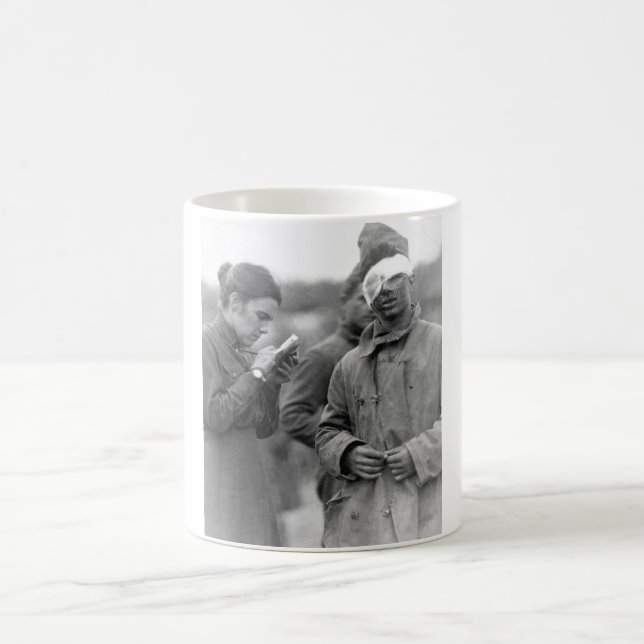 Salvation Army worker writing a le to _War image Coffee Mug (Center)