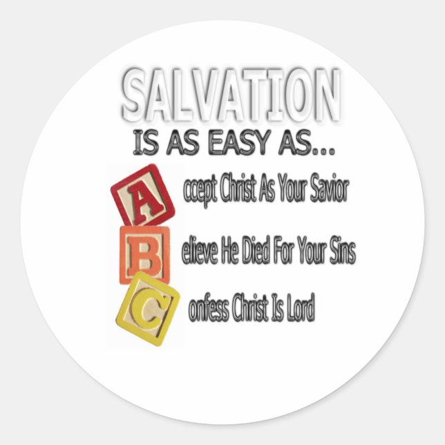 Salvation Is Easy As ABC Classic Round Sticker (Front)