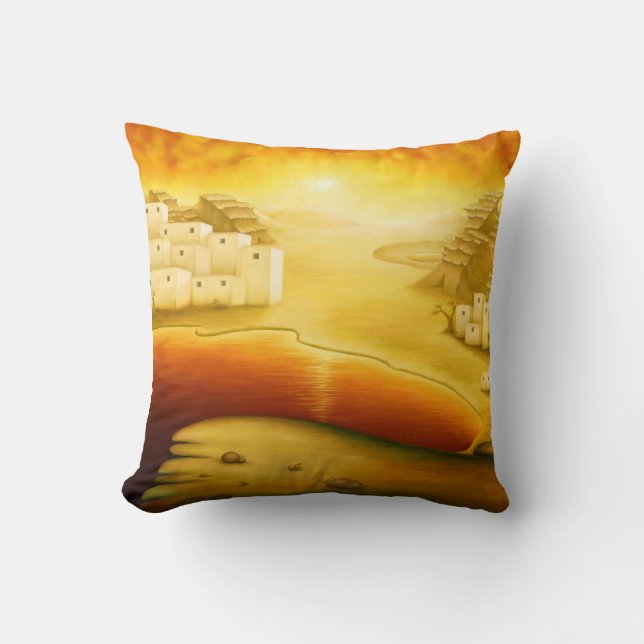 "Salvation" - Middle East, Orient Sunset Painting Throw Pillow (Front)