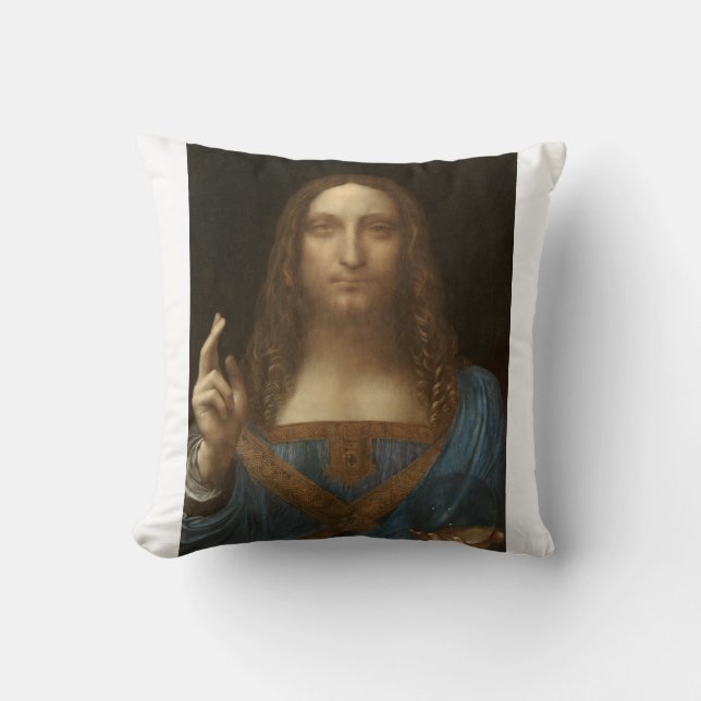 Salvator Mundi by Leonardo da Vinci Throw Pillow (Front)