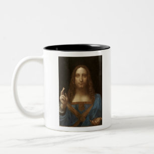 Salvator Mundi , painting of Christ,Vinci Two-Tone Coffee Mug