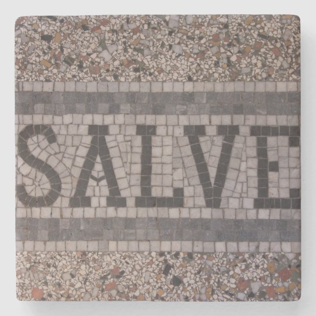 SALVE Latin Mosaic on Marble Coaster (Front)
