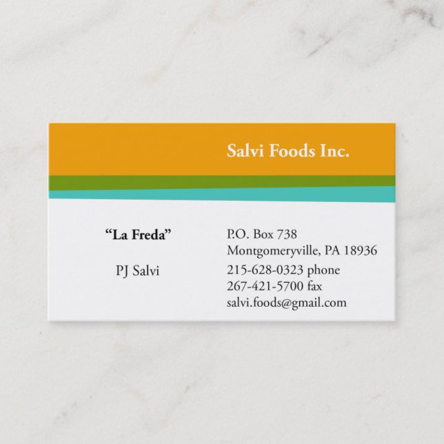 Salvi Foods Business Cards 3 (Front)