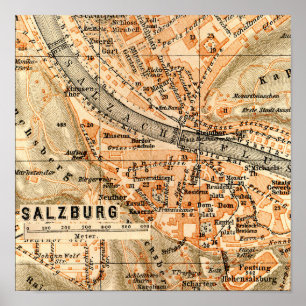 Salzbourg, Autriche Poster de la carte Vintage