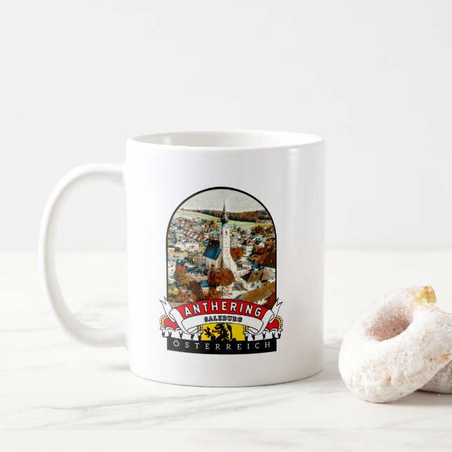 Salzburg Anthering Austria Souvenir Coffee Mug (With Donut)