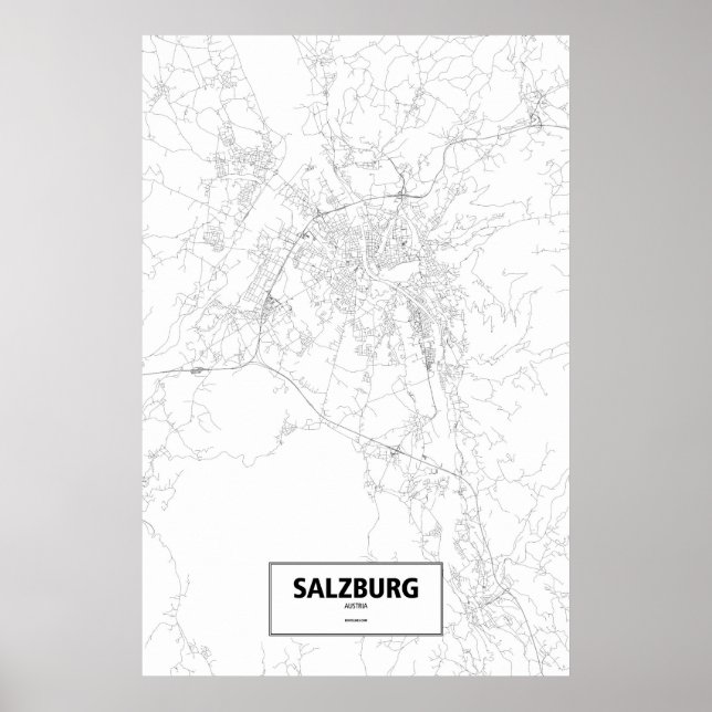Salzburg, Austria (black on white) Poster (Front)
