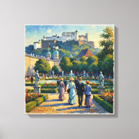 Salzburg Austria Castle Garden Stretched Canvas