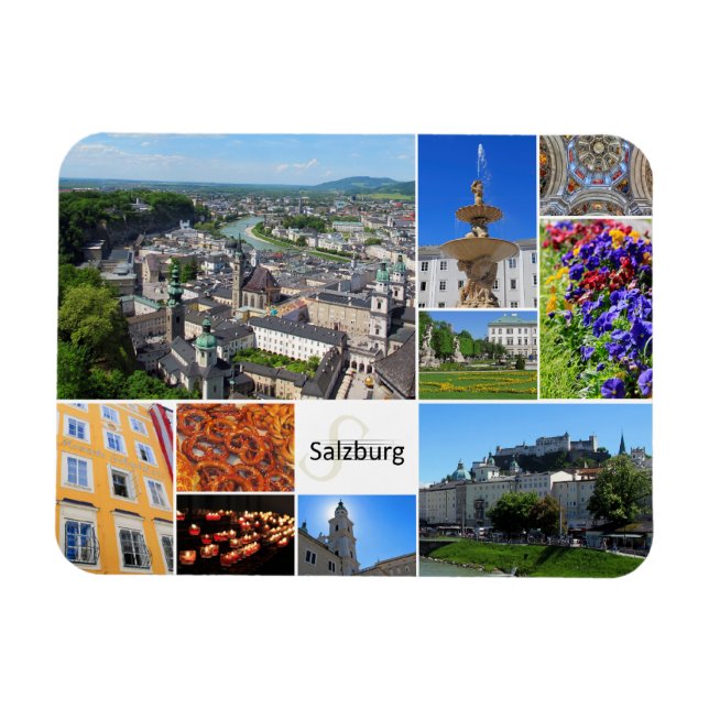 Salzburg Austria Europe Collage Kitchen Magnet (Horizontal)