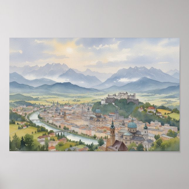 Salzburg Austria Panoramic View Poster (Front)