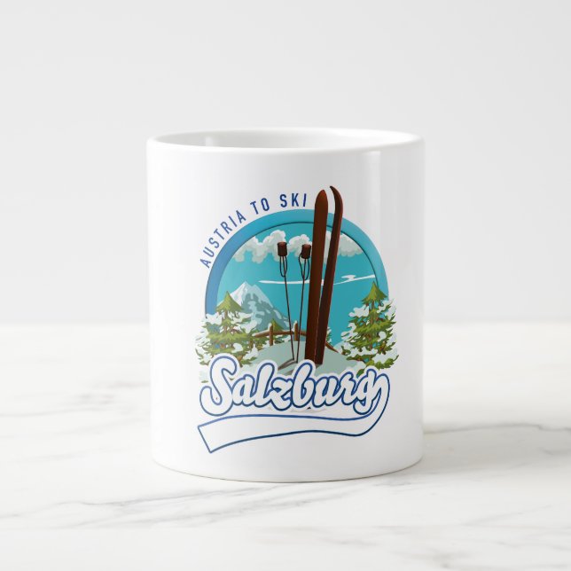 Salzburg austria to ski logo. large coffee mug (Front)