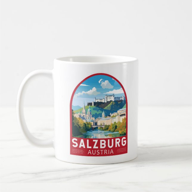 Salzburg Austria Travel Art Vintage Coffee Mug (Left)