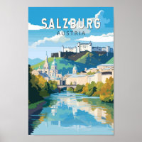 Salzburg Austria Travel Art Vintage
