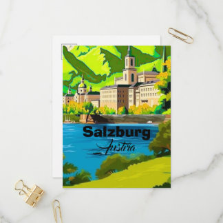 Salzburg Austria Travel Postcard Art, Austria Trav