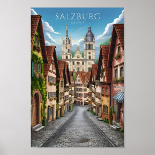 Salzburg Austria Vintage Art Famous Travel Place Poster