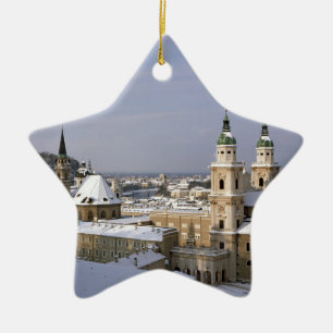 Salzburg Cathedral Austria Holiday Card Poster Pho Ceramic Ornament