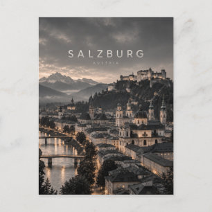 Salzburg Cinematic Monochrome City Art Postcard