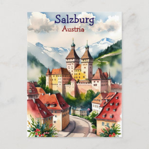 Salzburg with the Castle in Austria Holiday Postcard