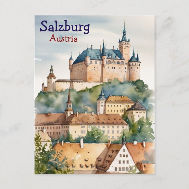 Salzburg with the Castle in Austria Postcard (Front)