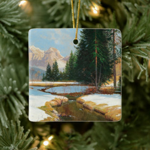 Salzburger Alps-View, Winter Christmas Ceramic Ornament