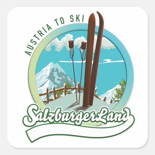 Salzburgerland Austrian Ski Square Sticker (Front)