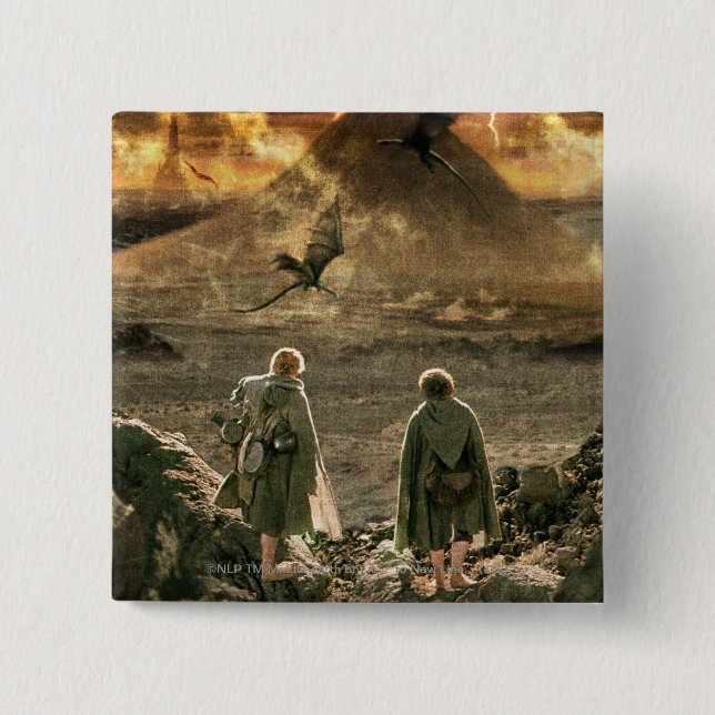 Sam and FRODO™ Approaching Mount Doom 2 Inch Square Button (Front)