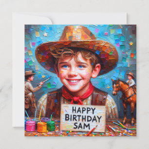 SAM ~ Birthday Card ~ Cowboy ~ Flat Card