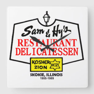 Sam & Hy's Delicatessen, Skokie, IL. (1955-1989) Square Wall Clock