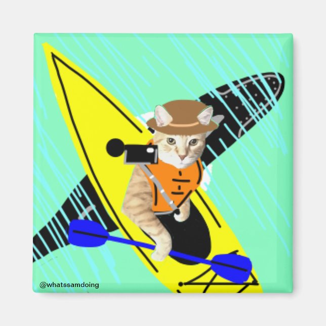 Sam Le Cat Kayak Selfie Magnet (Front)