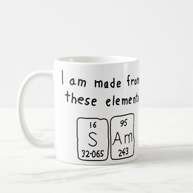 Sam periodic table name mug (Left)