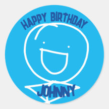 Sam Stickman Birthday Classic Round Sticker
