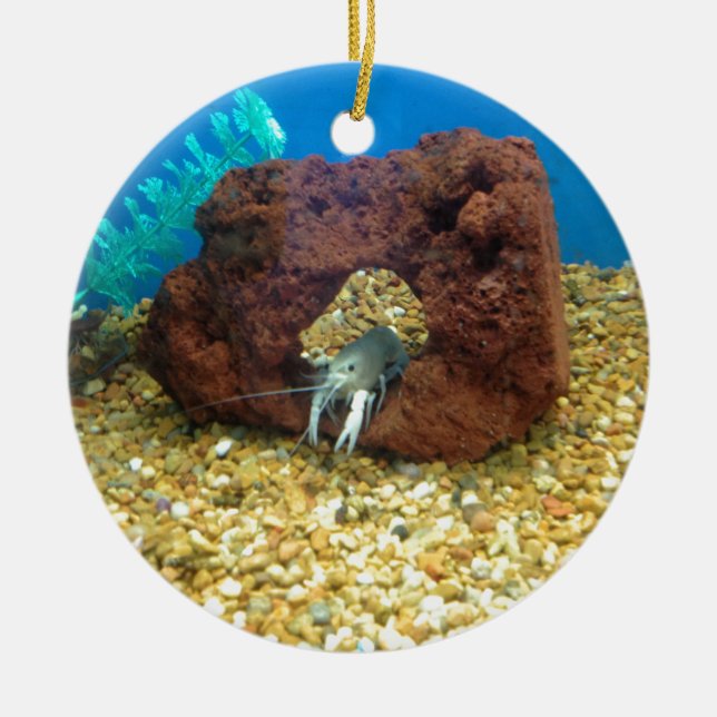 Sam the blue lobster crayfish ceramic ornament (Front)