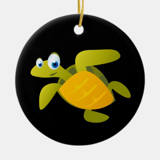 Sam The Sea Turtle Ceramic Ornament (Front)