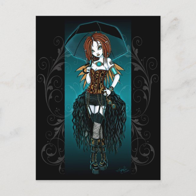 "Samara"  Steampunk Cyber Fairy Postcard (Front)